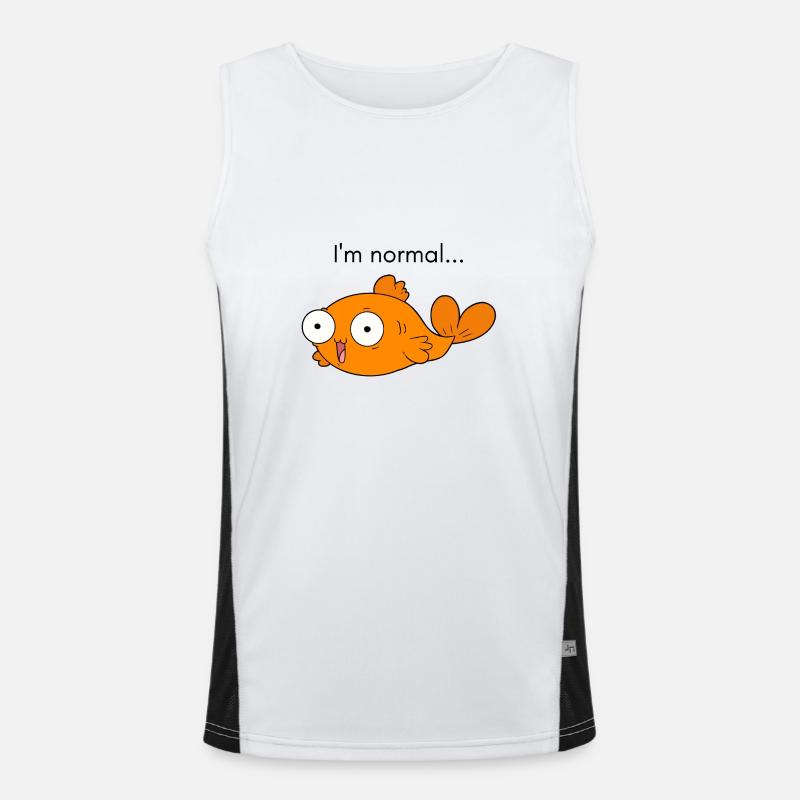 Funny goldfish cartoon art fish gift idea Men's Functional Contrast Tank Top 