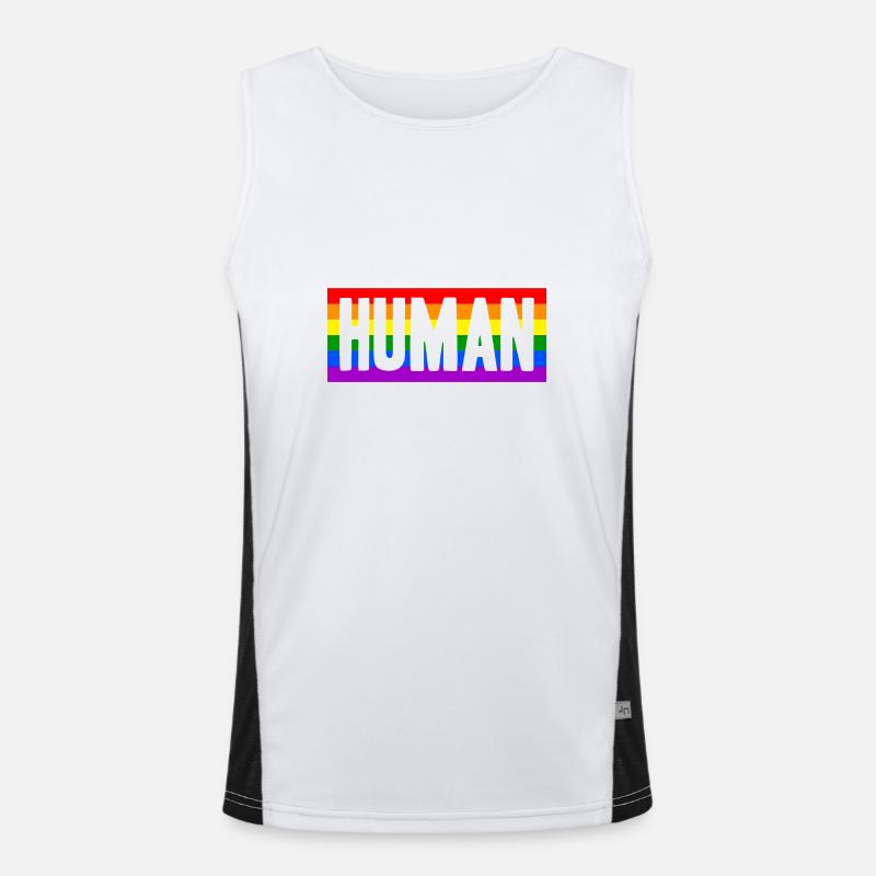Human Mensch Regenbogen Geschenkidee Funktionelles Kontrast-Tank Top für Männer 