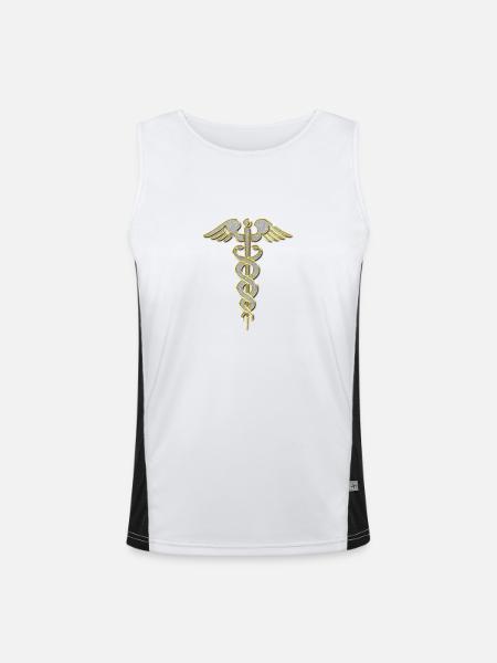 Caduceus (Doctor) Jewelry Chain Pendant Bling Bling - Men's Functional Contrast Tank Top  - white/black - Front