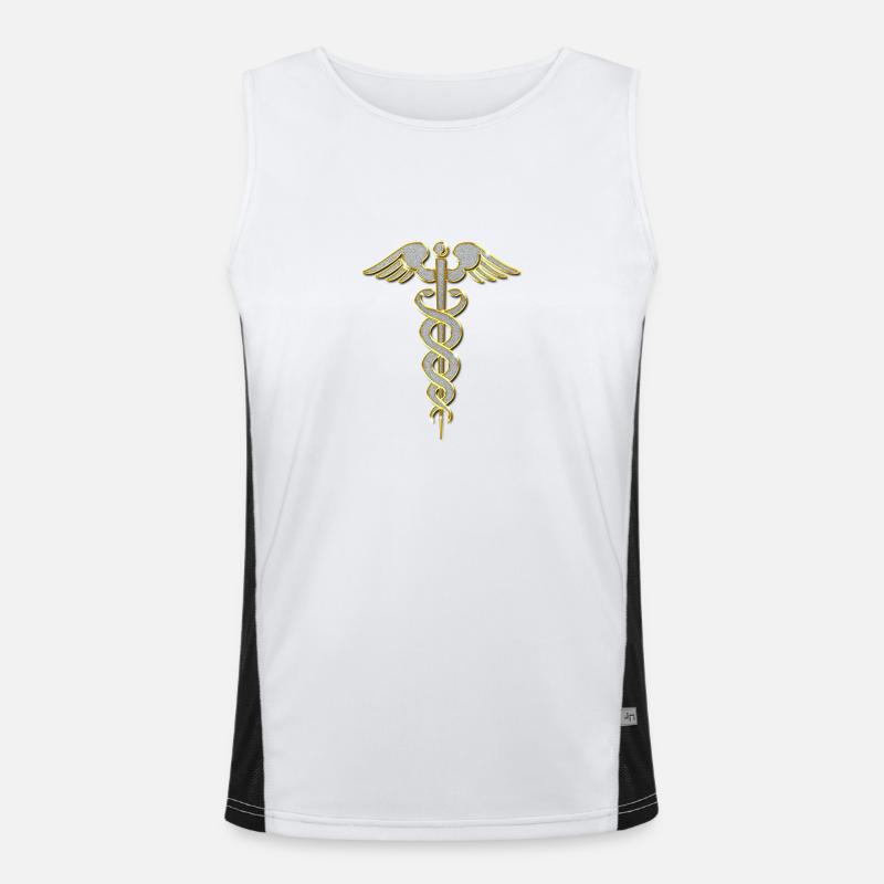 Caduceus (Arzt) Schmuck Kette Anhänger Bling Bling Funktionelles Kontrast-Tank Top für Männer 