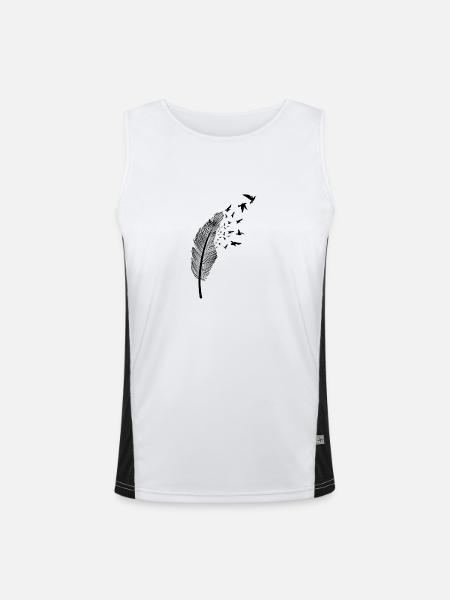 Plume et oiseau - Débardeur respirant contrasté Homme  - blanc/noir
