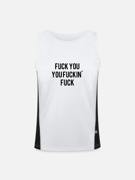 Fuck you! - Funktionelles Kontrast-Tank Top für Männer  - Weiß/Schwarz - Vorne