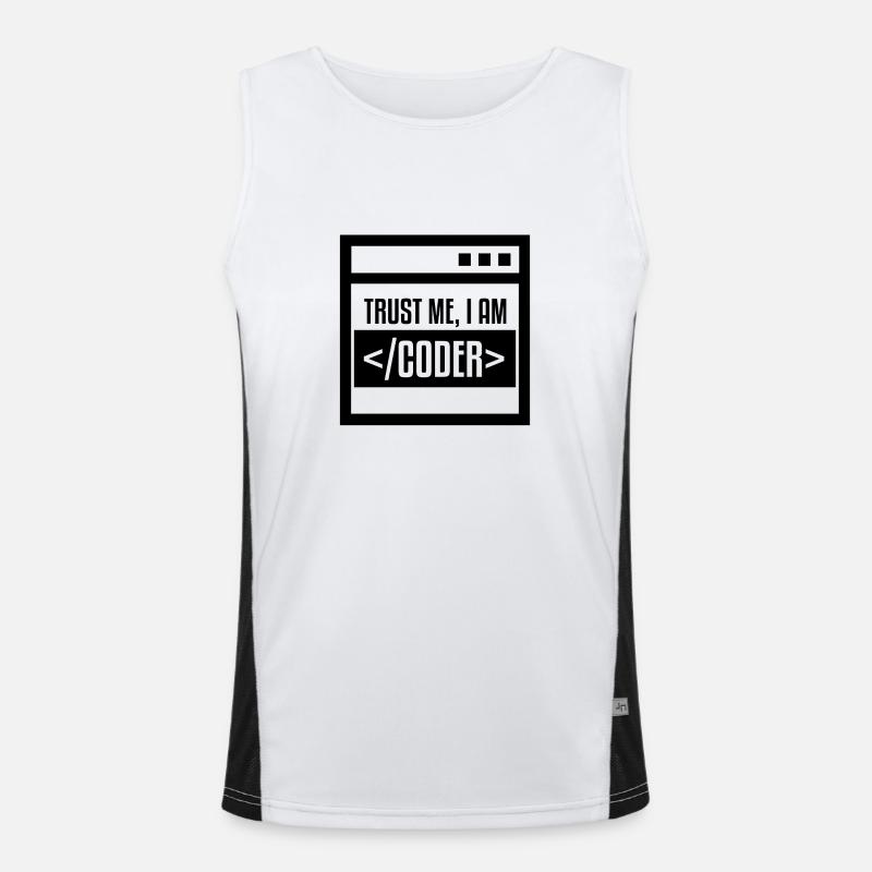 TRUST ME I AM CODER BLACK Funktionelles Kontrast-Tank Top für Männer 