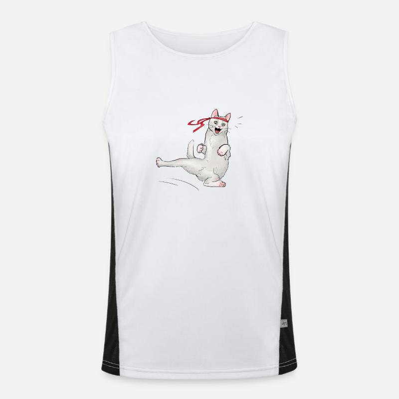 Cat at karate Men's Functional Contrast Tank Top 