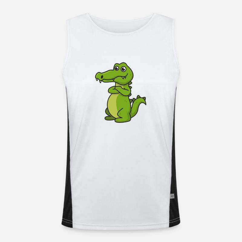 Krokodil Comic Geschenk Kroko Kind Echse Tier Nil Funktionelles Kontrast-Tank Top für Männer 