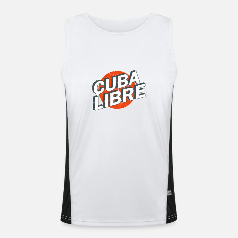 Cuba Libre Retro Poster - Men's Functional Contrast Tank Top  - white/black