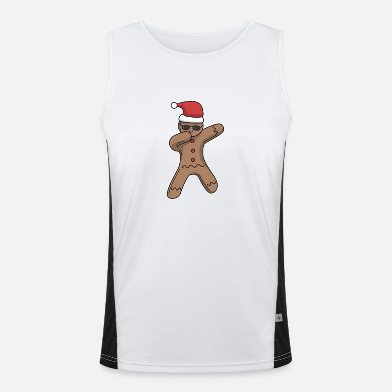 Gingerbread man dabbing cadeau de Noël Débardeur respirant contrasté Homme 