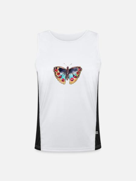 Bunter Schmetterling - Funktionelles Kontrast-Tank Top für Männer - Weiß/Schwarz