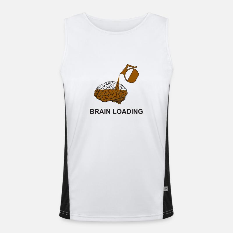 Brain loading by coffee - Funktionelles Kontrast-Tank Top für Männer  - Weiß/Schwarz