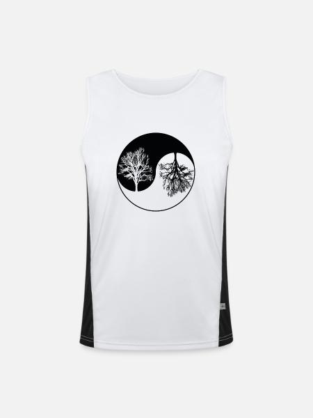ying yang tree - Débardeur respirant contrasté Homme  - blanc/noir
