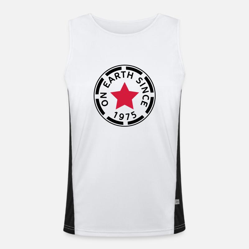 on earth since 1975 Funktionelles Kontrast-Tank Top für Männer 