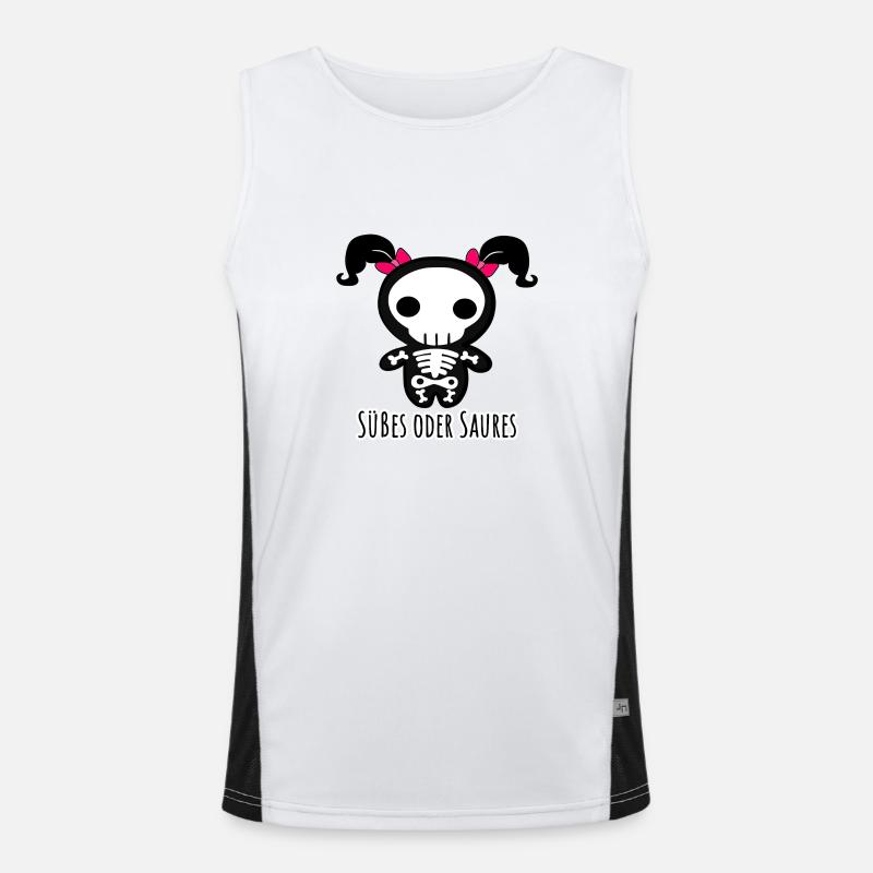 Süßes oder Saures Helloween Skelett Pinke Zöpfe Funktionelles Kontrast-Tank Top für Männer 