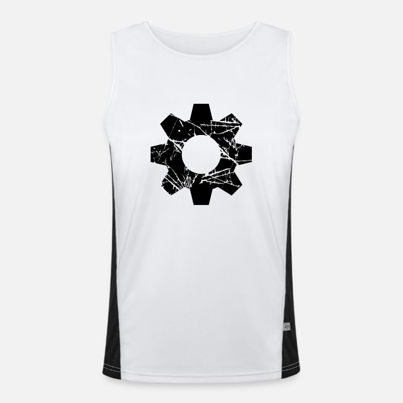 old scratch cracks stamp engineer gear wheel danger Men's Functional Contrast Tank Top 