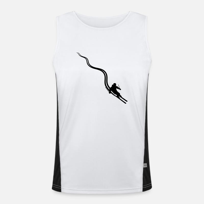 trails line path tracks ski ride down mountain w Men's Functional Contrast Tank Top 