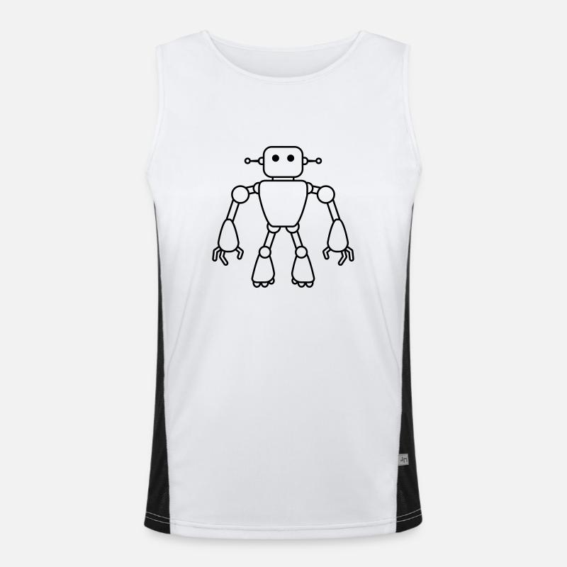 Robot Man - Funktionel kontrast tanktop til herrer - hvid/sort