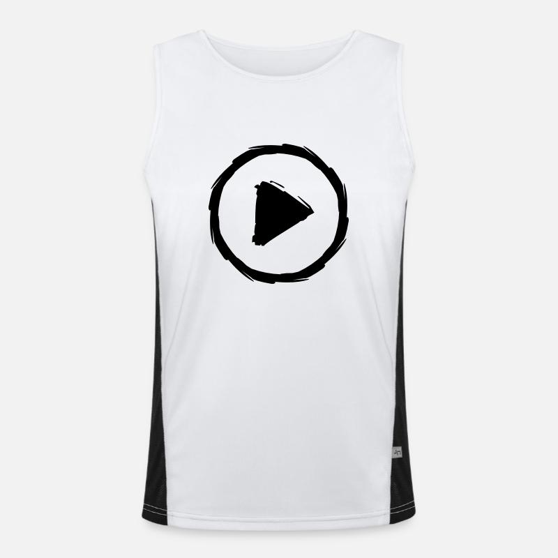 play triangle stop button break music buttons circles Men's Functional Contrast Tank Top 