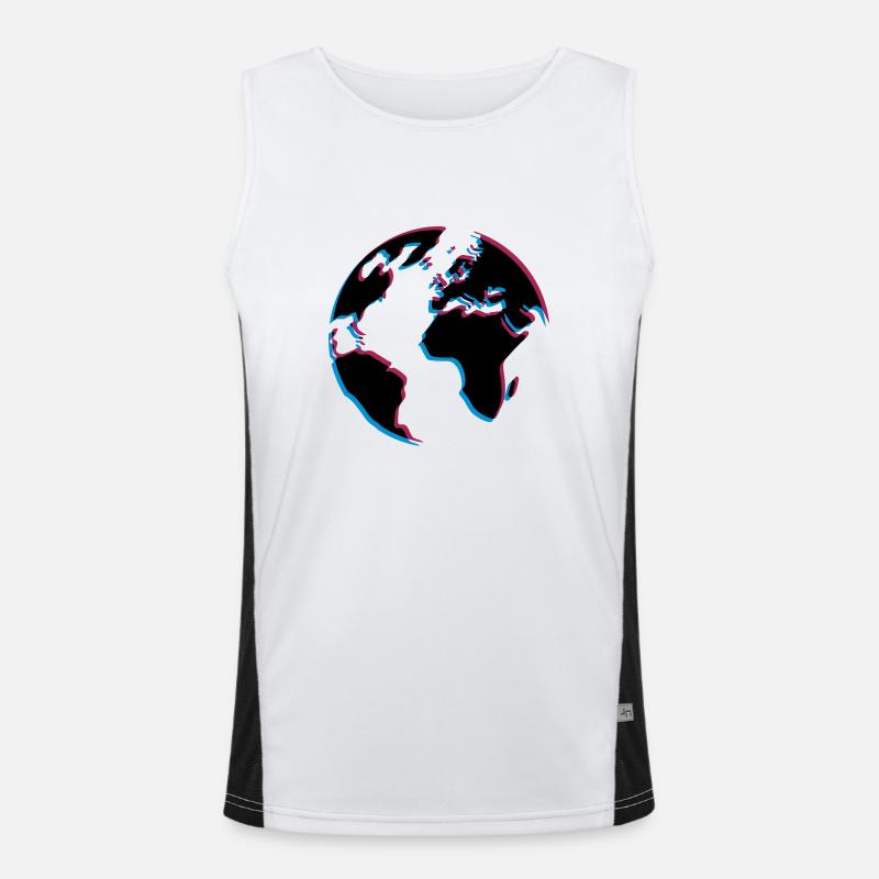3d earth planet world continents map laender sea Men's Functional Contrast Tank Top 