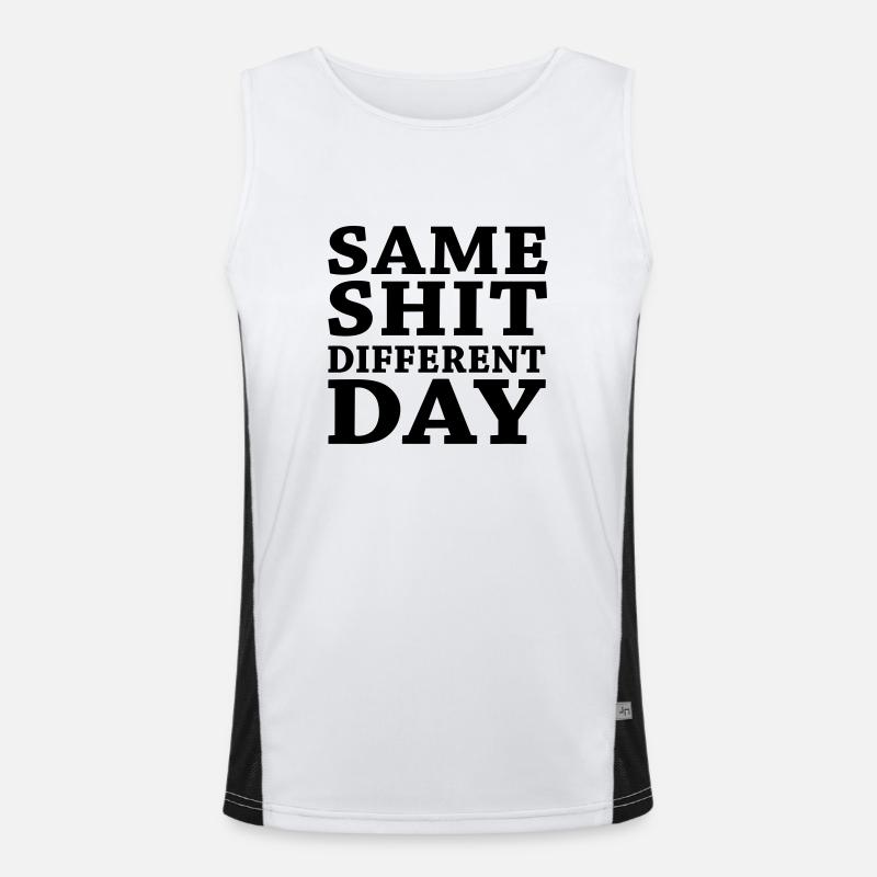 Same shit - Different day - Funktionelles Kontrast-Tank Top für Männer - Weiß/Schwarz