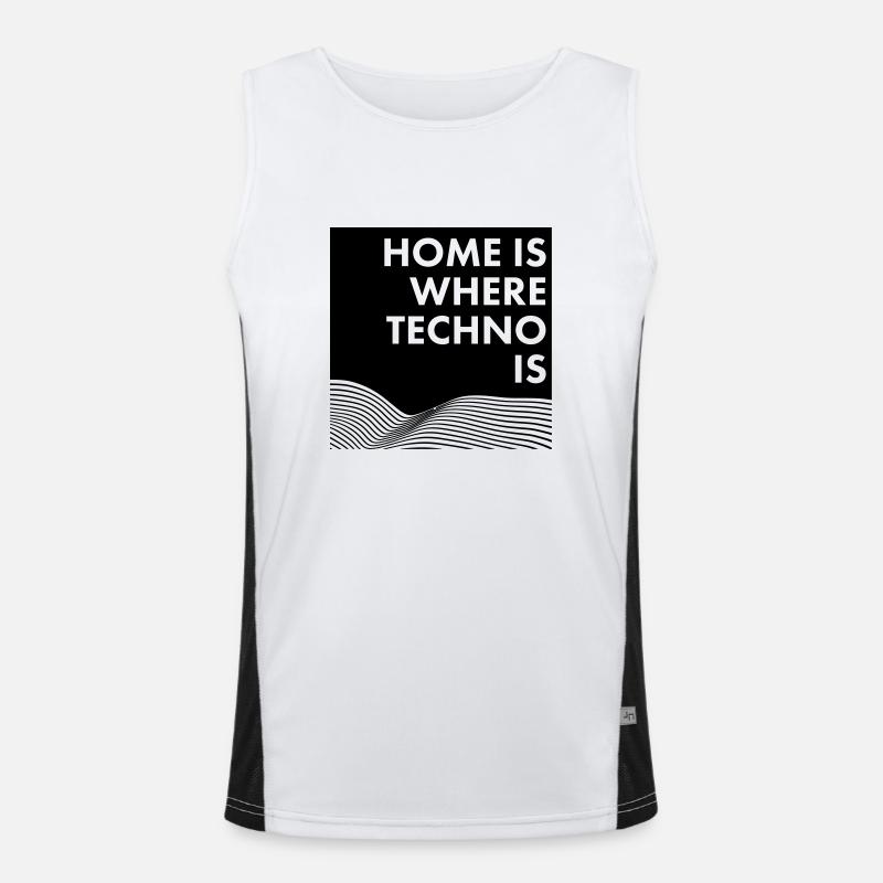 home is where techno is Funktionelles Kontrast-Tank Top für Männer 