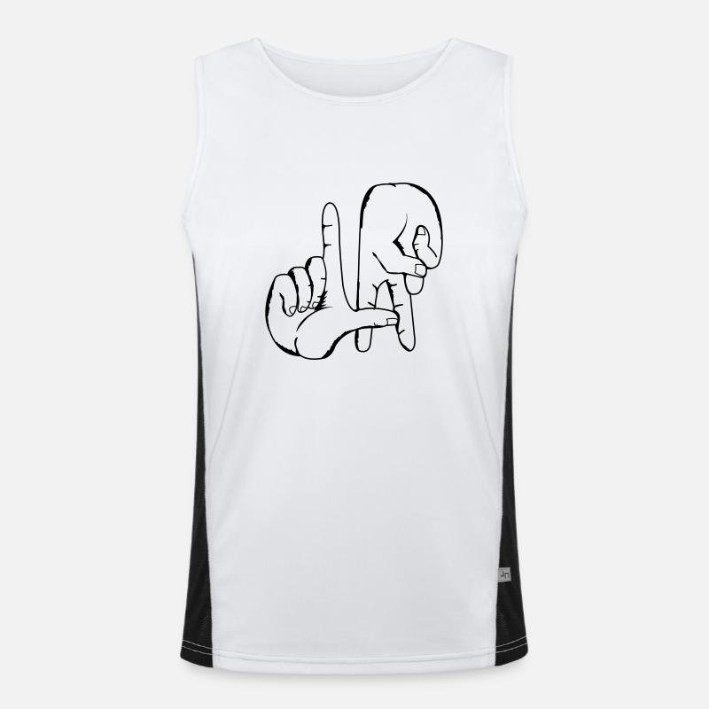 los_angeles_handzeichen Canotta sportiva da uomo in contrasto cromatico 