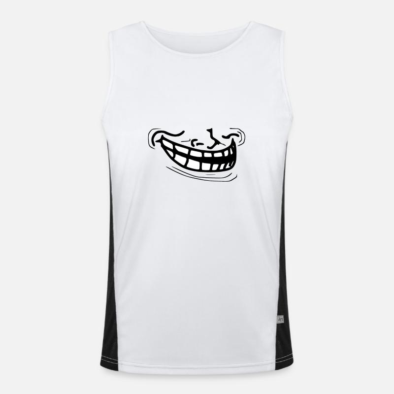 Funny Trollface Meme Mask Grinning Men's Functional Contrast Tank Top 