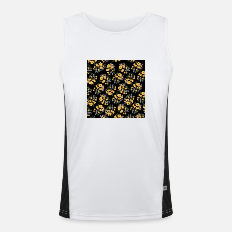 Face mask with sunflower black pattern Men's Functional Contrast Tank Top 
