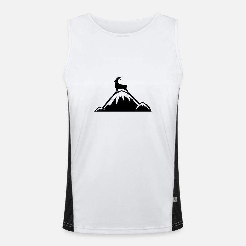 Alpen Steinbock Bergsteigen Geschenkidee Funktionelles Kontrast-Tank Top für Männer 