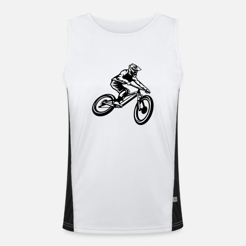 Mountain Bike Biker Bicycle Downhill - Men's Functional Contrast Tank Top - white/black