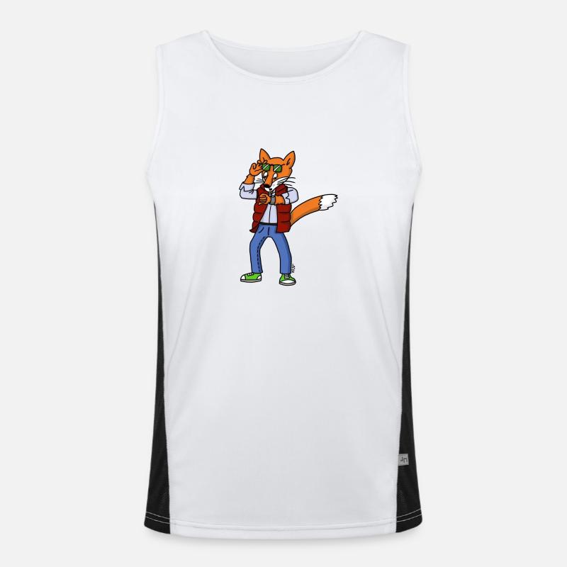 Time-Traveling Fox Funktionelles Kontrast-Tank Top für Männer 