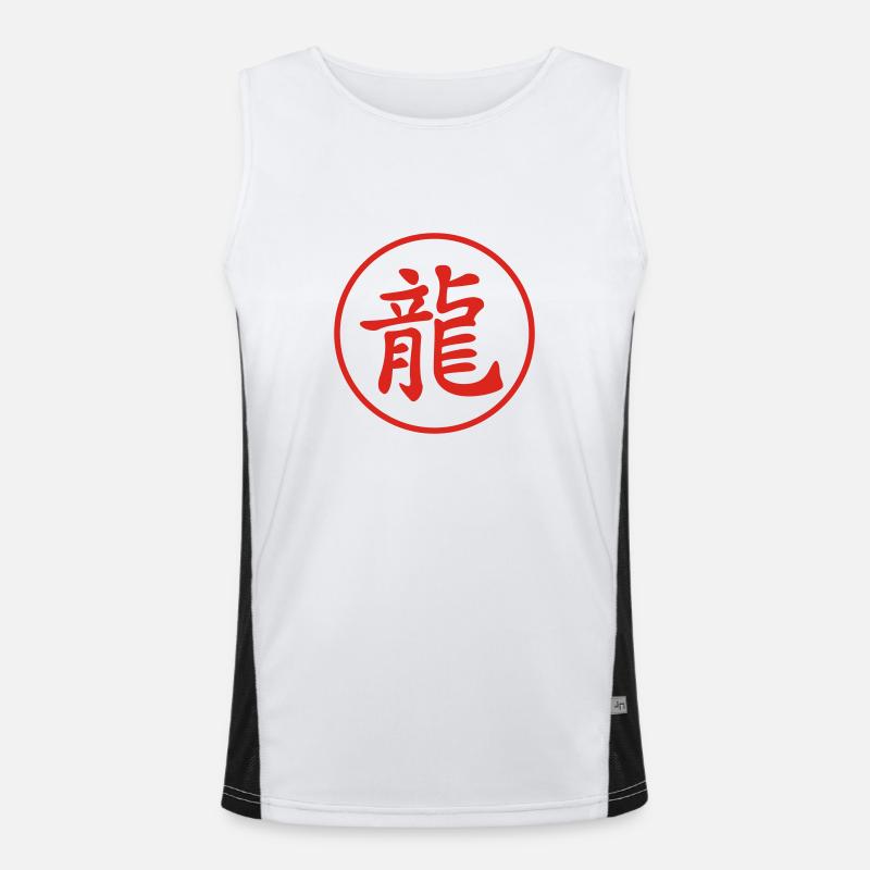 Kanji Dragon - Men's Functional Contrast Tank Top  - white/black