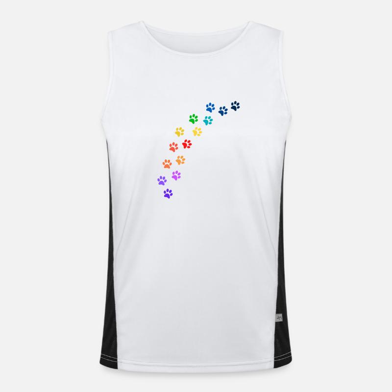 Bunte Tatzen von Hunden oder Katzen | Regenbogen Funktionelles Kontrast-Tank Top für Männer 