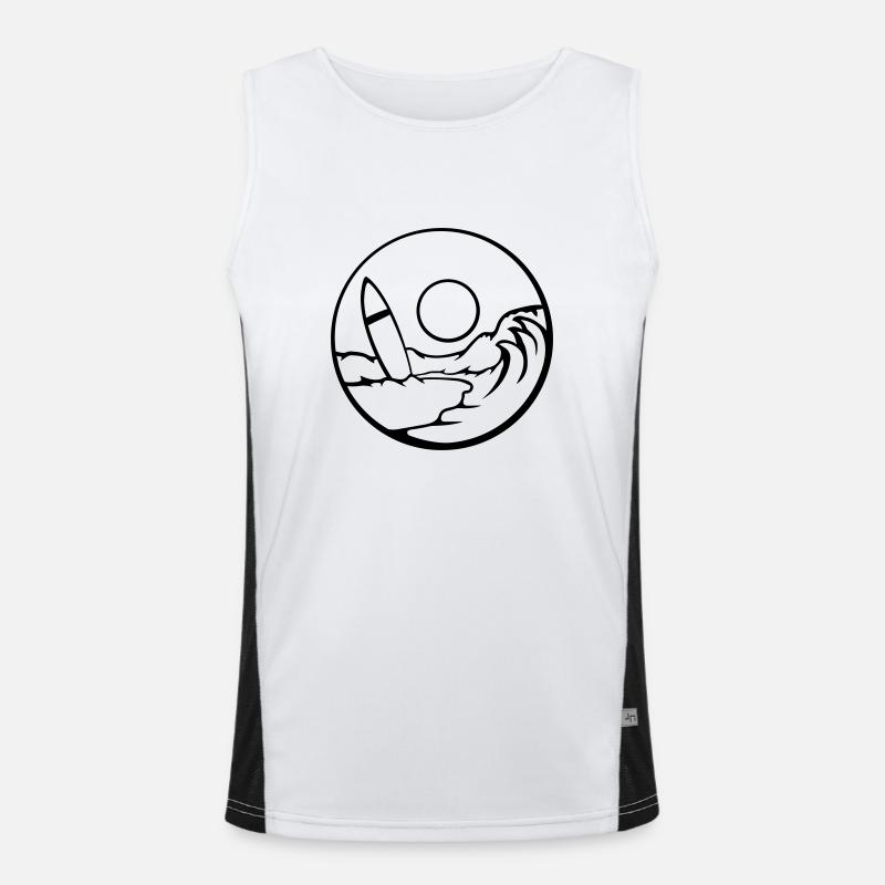 Beach Surfboard Wave - Men's Functional Contrast Tank Top  - white/black