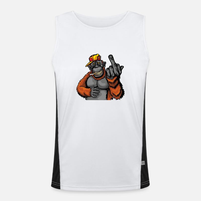 VALEEWEAR - Ein lässiger Affe zeigt Mittelfinger Funktionelles Kontrast-Tank Top für Männer 