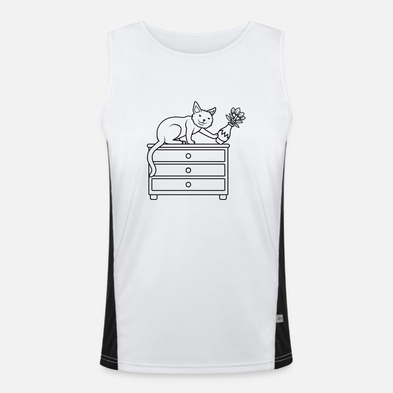 Blumenvase umgestoßen böse Katze Funktionelles Kontrast-Tank Top für Männer 