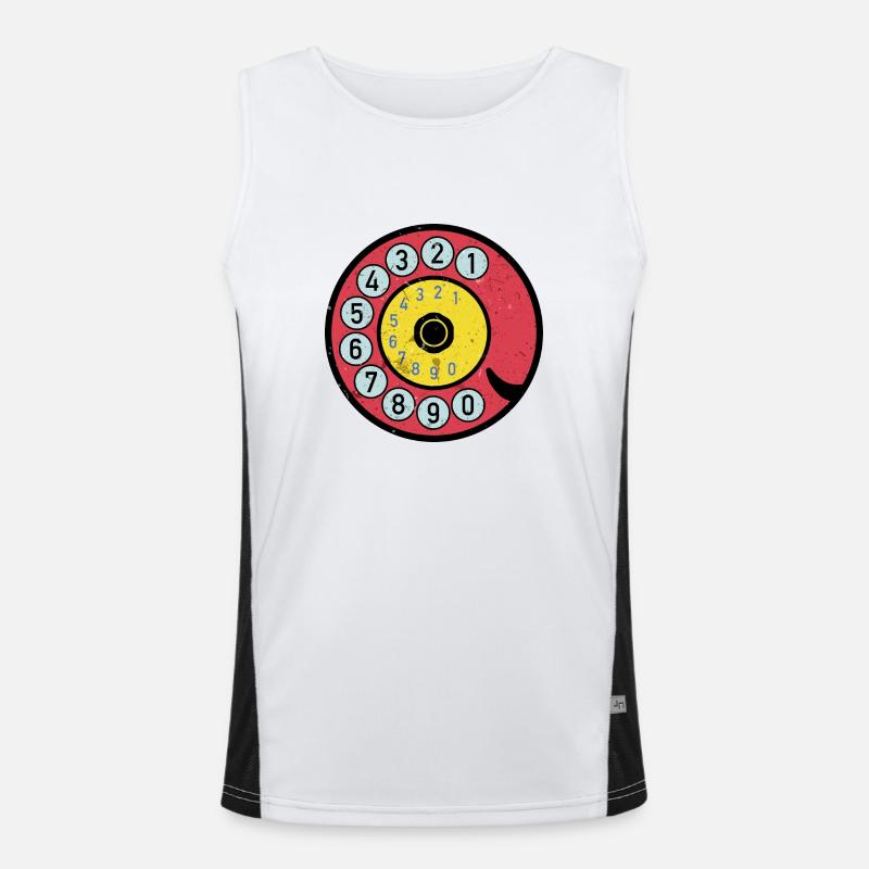 bunte Wählscheibe Vintage Retro Telefon Nostalgie Funktionelles Kontrast-Tank Top für Männer 