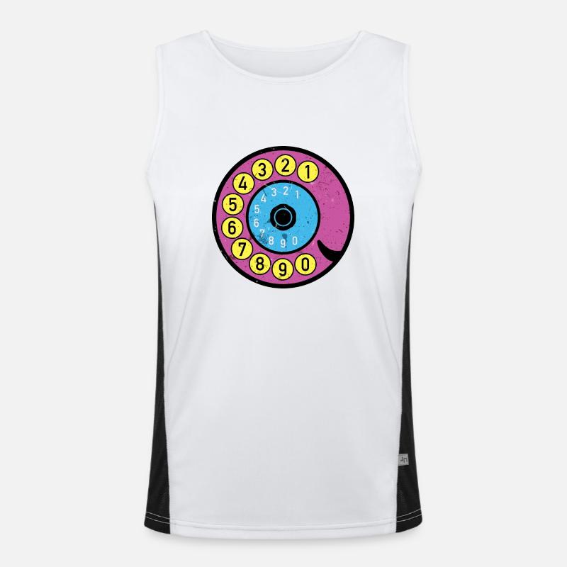 bunte Wählscheibe Vintage Retro Telefon Nostalgie Funktionelles Kontrast-Tank Top für Männer 