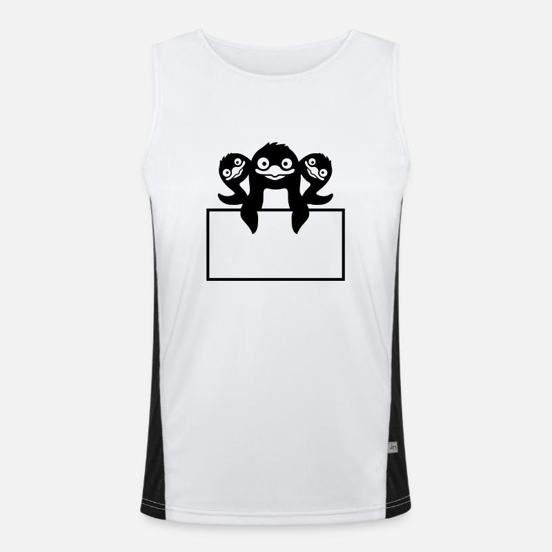 Text box 3 Penguins Shield - Men's Functional Contrast Tank Top  - white/black