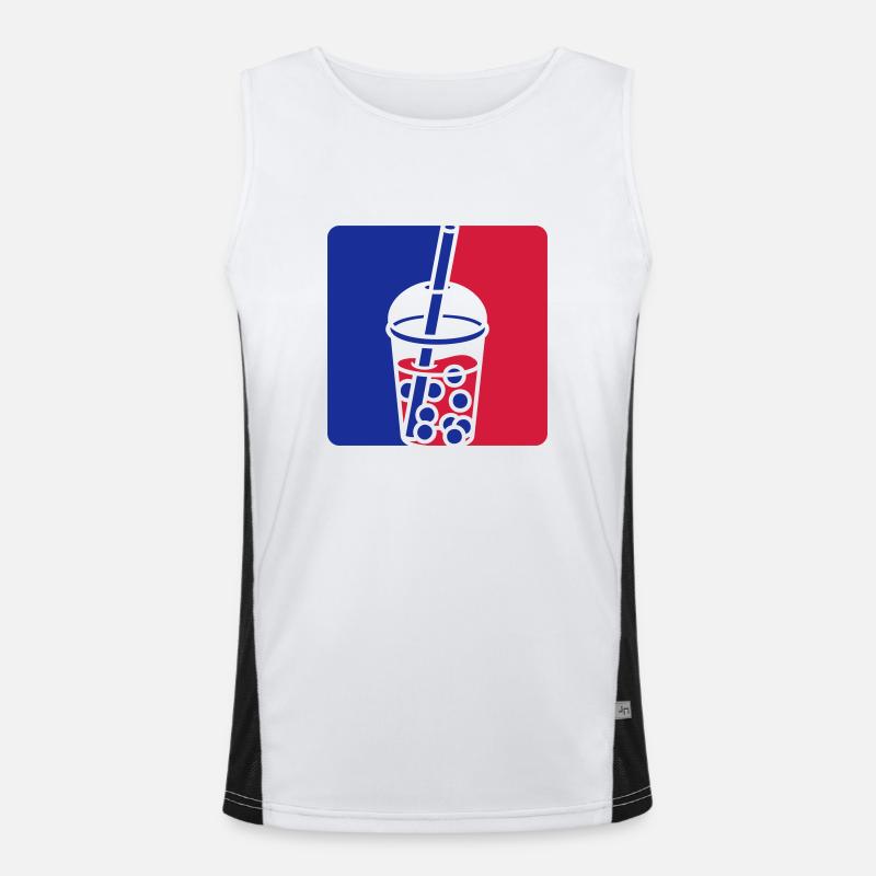 Blau Rot Bubble Tea Funktionelles Kontrast-Tank Top für Männer 