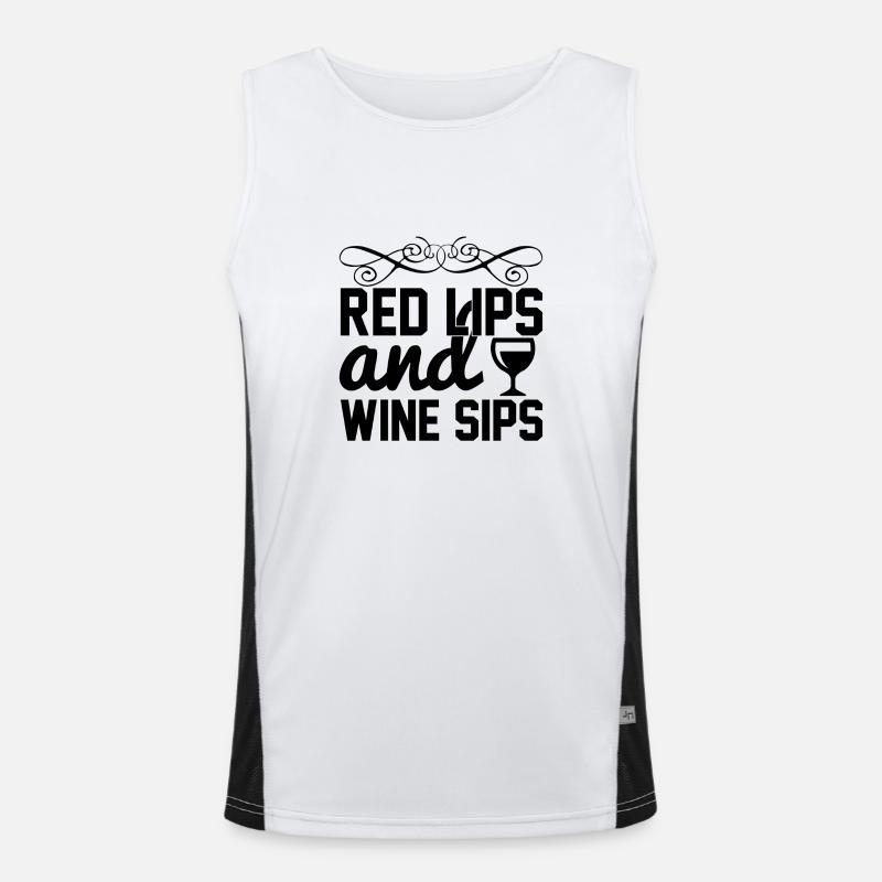 Red Lips and Wine Sips Men's Functional Contrast Tank Top 