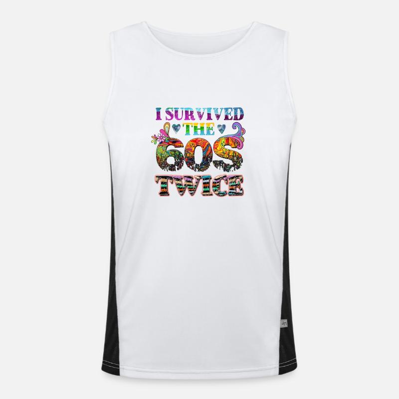 I survived 60's twice Hippie Design Funktionelles Kontrast-Tank Top für Männer 