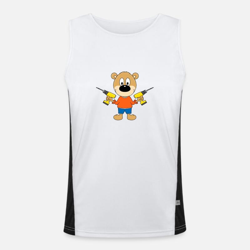 TEDDY - BÄR - HEIMWERKER - HANDWERKER - BOHRER Funktionelles Kontrast-Tank Top für Männer 