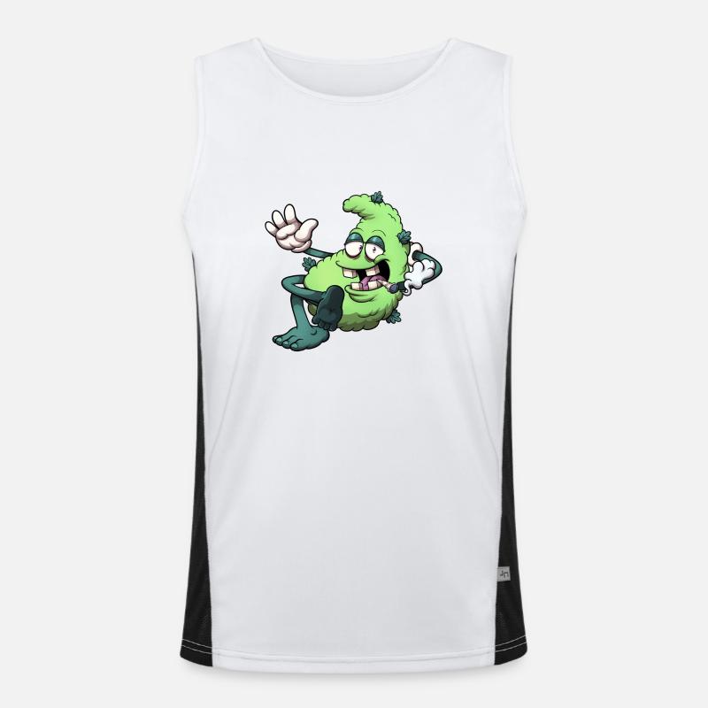 Chilling Bud Character Smoking A Joint Men's Functional Contrast Tank Top 