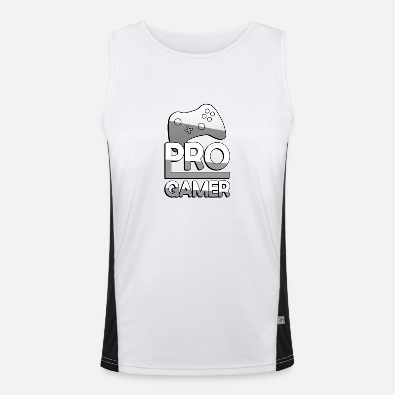 PRO GAMER (White) + Controller - Gaming Men's Functional Contrast Tank Top 