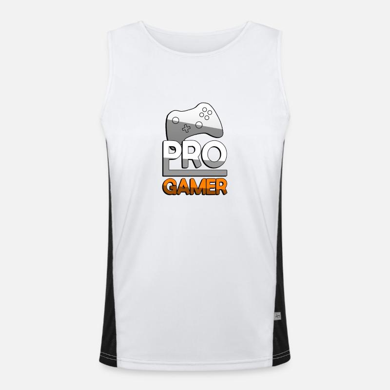 PRO GAMER (Orange) + Controller - Gaming Funktionelles Kontrast-Tank Top für Männer 