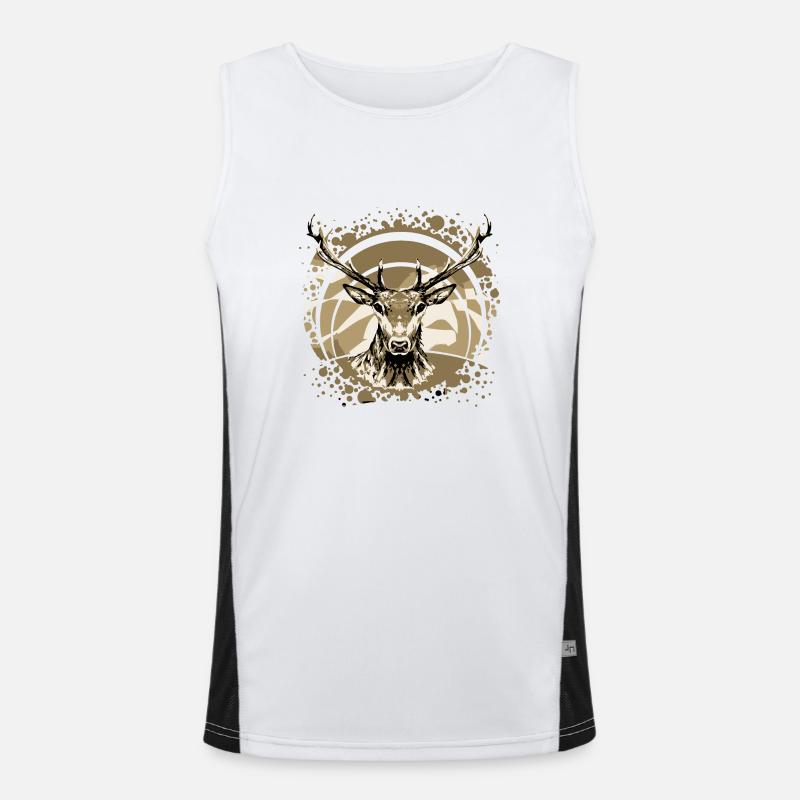 Deer - Men's Functional Contrast Tank Top  - white/black