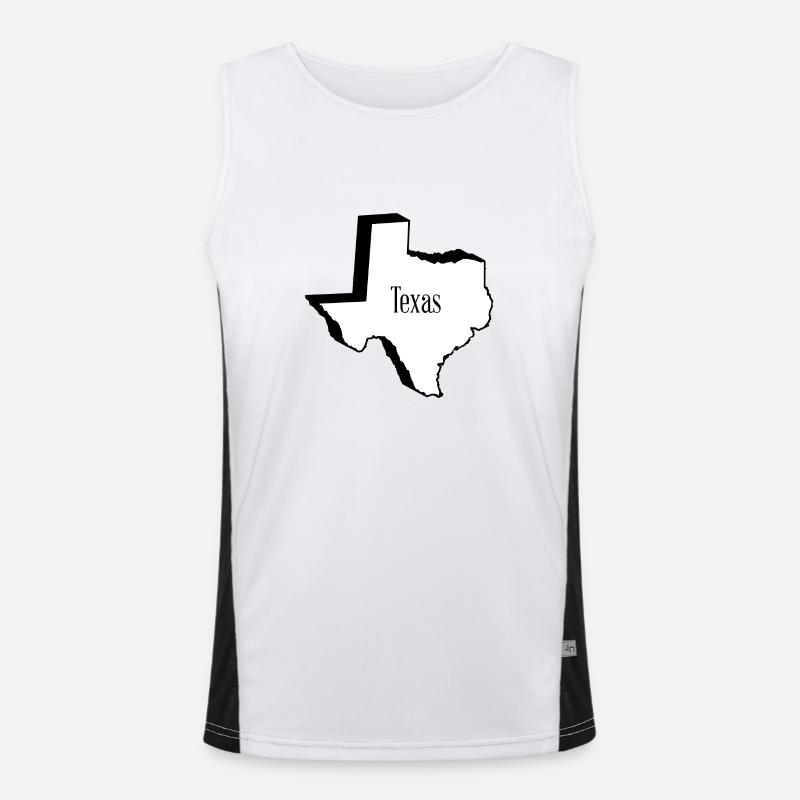 Texas State Outline Map In 3D - Men's Functional Contrast Tank Top  - white/black