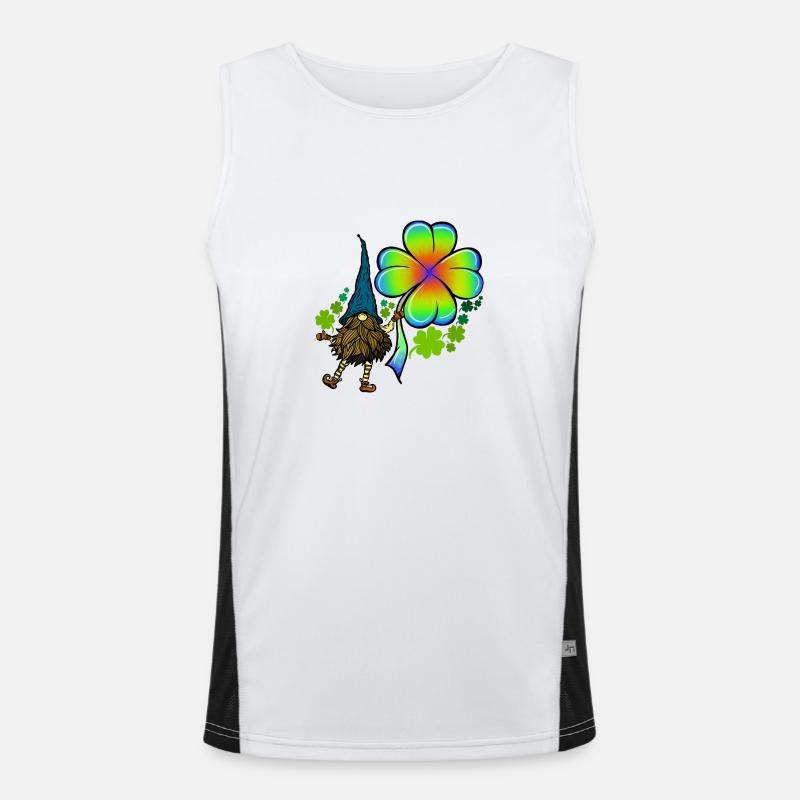 Gnome Tie Dye Kleeblatt Klee St. Patricks Day Funktionelles Kontrast-Tank Top für Männer 