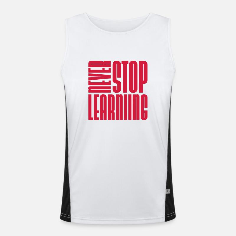 never stop learning quote - Men's Functional Contrast Tank Top  - white/black
