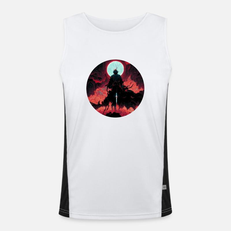 Devil Warrior with White Sword Men's Functional Contrast Tank Top 
