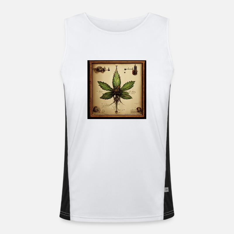 Cannabis Leaf Leonard Da Vinci Slketch Men's Functional Contrast Tank Top 